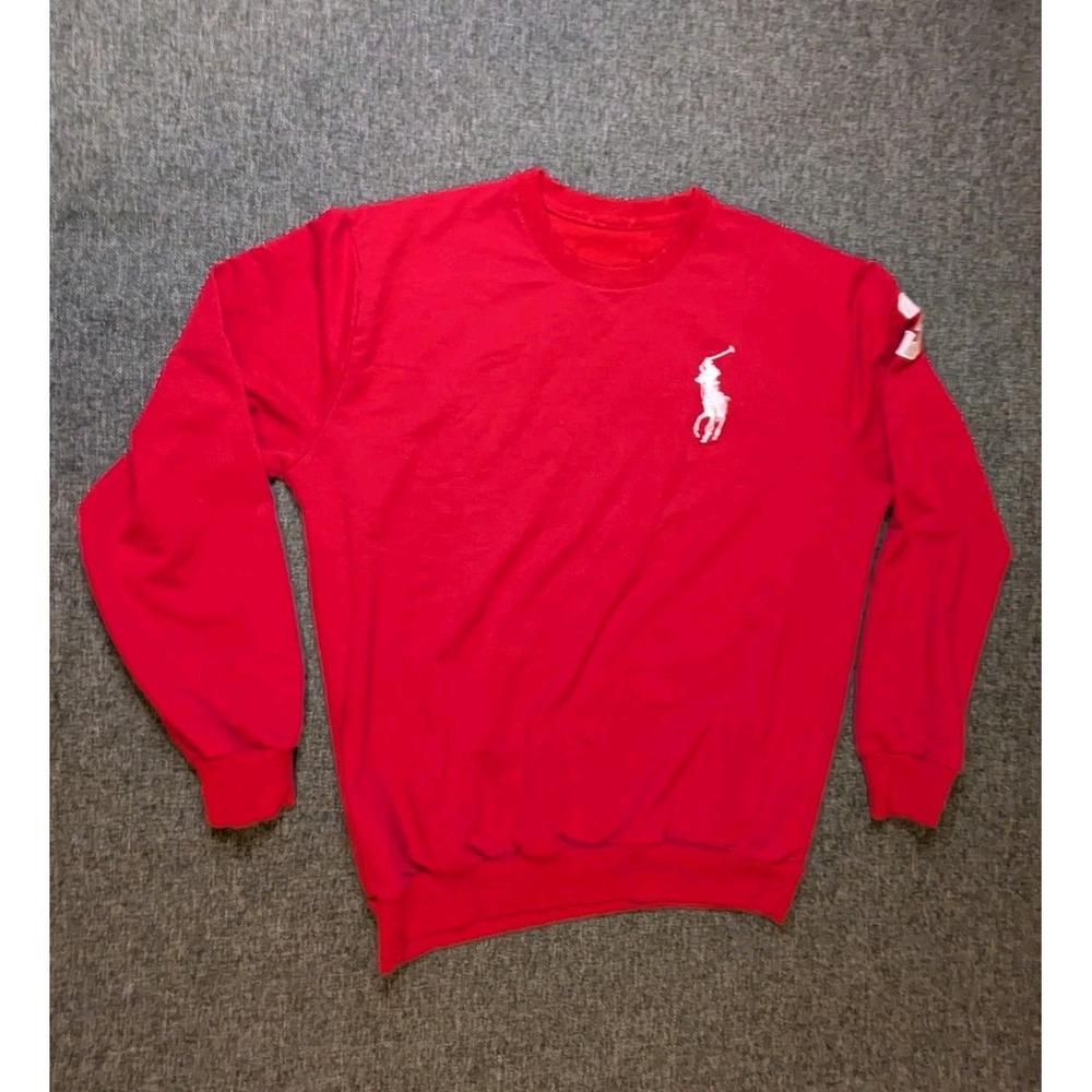 Polo Ralph Lauren Crewneck Sweatshirt Mens Large Maroon Logo Preppy Casual
